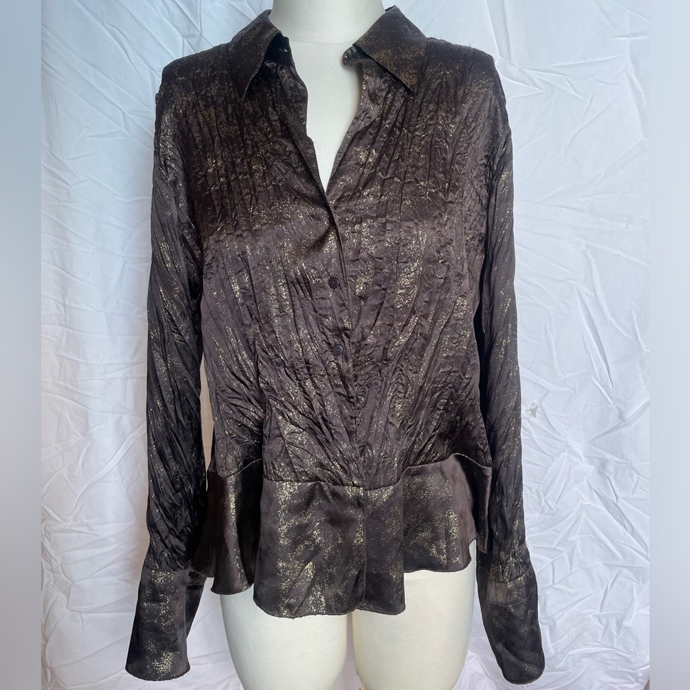 Allison Taylor Crinkle Button-Down Bouse